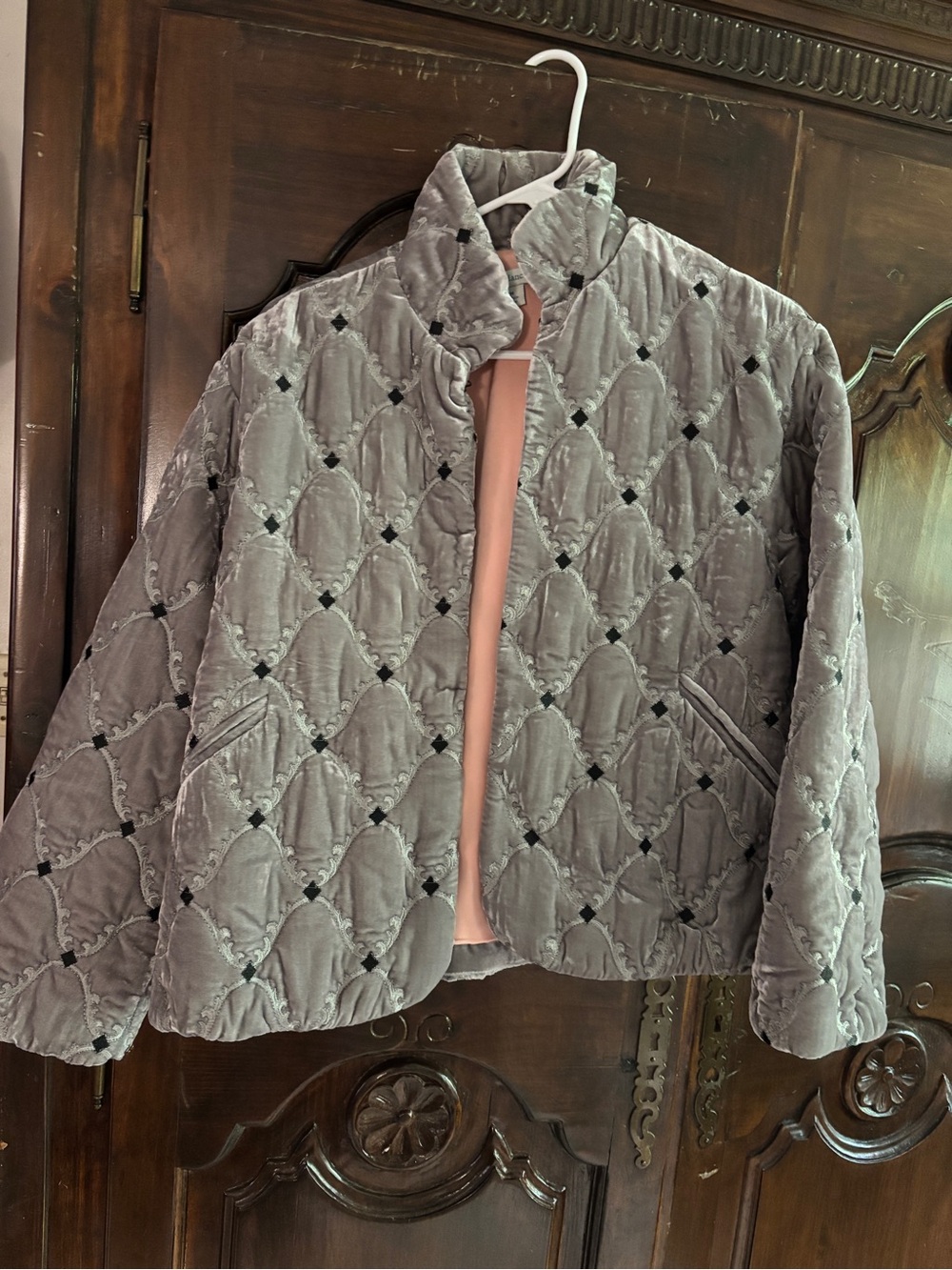Sundance Quilted Gray Jacket with Pink Lining